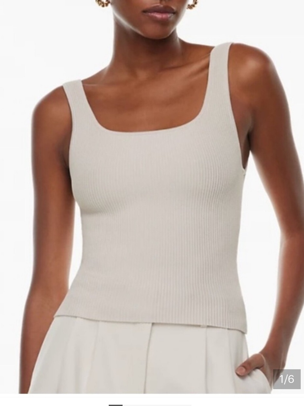 Aritzia Sculpt Ribbed Square-Neck Tank - Cream